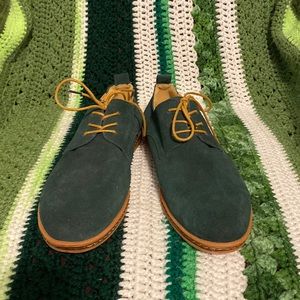 Mens faux suede green shoes